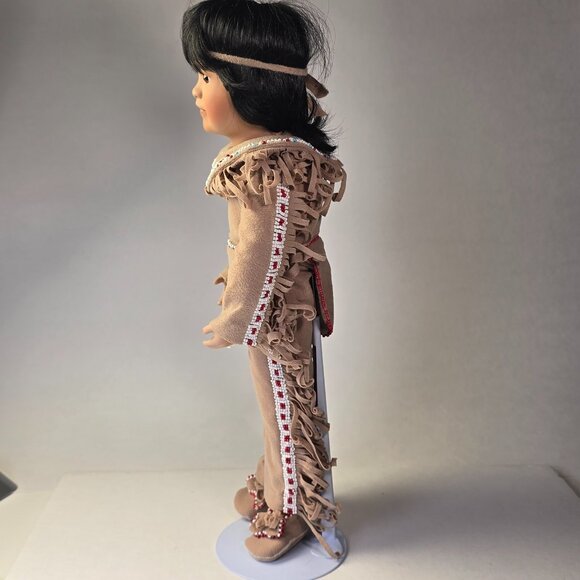 Linda Mason Doll Native American Indian 1993 Vintage Porcelain Quick Fox Boy - Picture 5 of 15